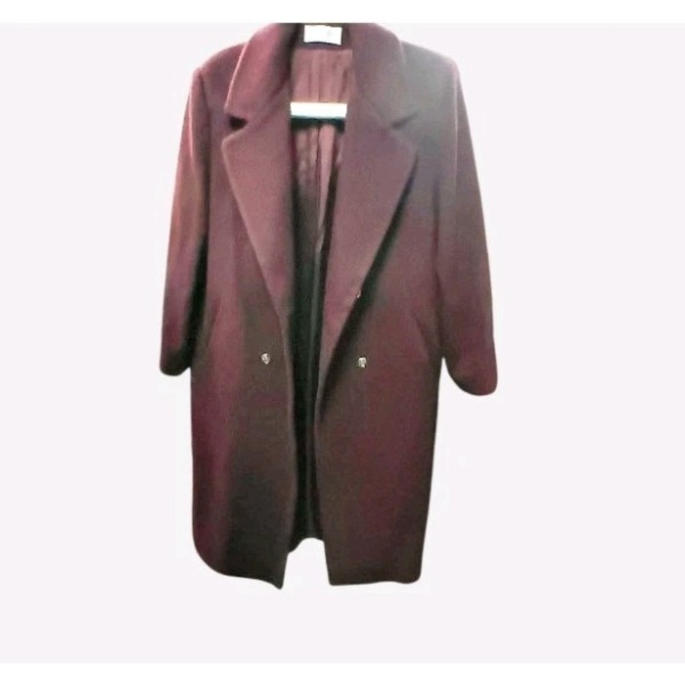 Forecaster Of Boston Full Length‎ Burgundy Trench Coat 100% Wool Womens Size 40R